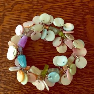 Whimsical Disc Beaded Stretch Pastel Bracelet